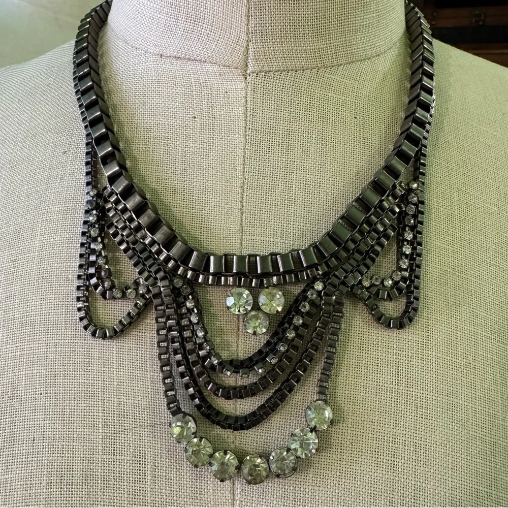 Bike Chain Rhinestone Necklace - Picture 1 of 5